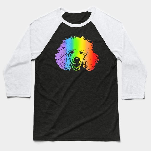 Rainbow Poodle Baseball T-Shirt by childofthecorn